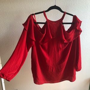 Red MICHEAL Micheal kors cold shoulder blouse